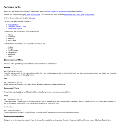 Safe web fonts