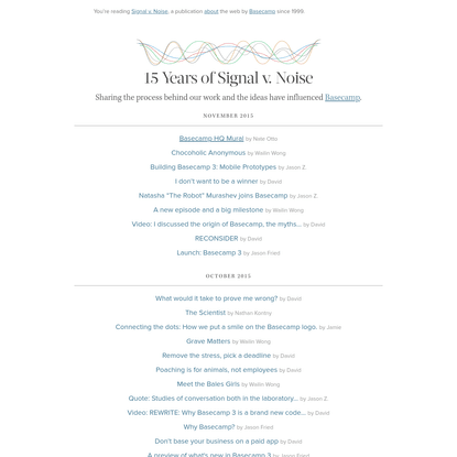 Signal v. Noise by Basecamp