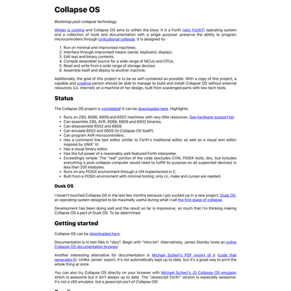 Collapse OS — Bootstrap post-collapse technology