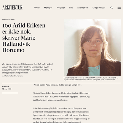 100 Arild Eriksen er ikke nok, skriver Marie Hallandvik Hortemo