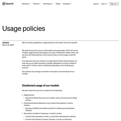 Open AI — Usage policies