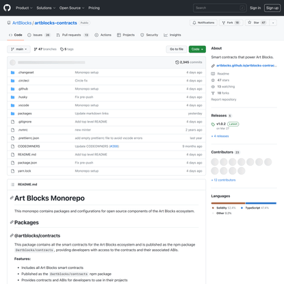 GitHub - ArtBlocks/artblocks-contracts: Smart contracts that power Art Blocks.