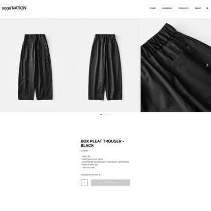 BOX PLEAT TROUSER – BLACK – SAGE NATION