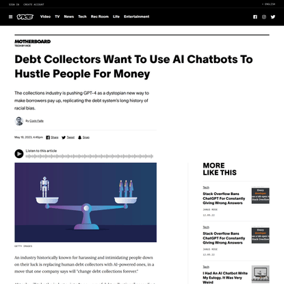 Debt Collectors Want To Use AI Chatbots To Hustle People For Money