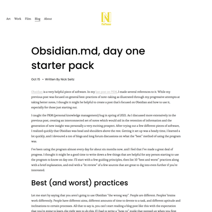 Everything I wish I knew when starting to use Obsidian — Nicholas Seitz Photographer