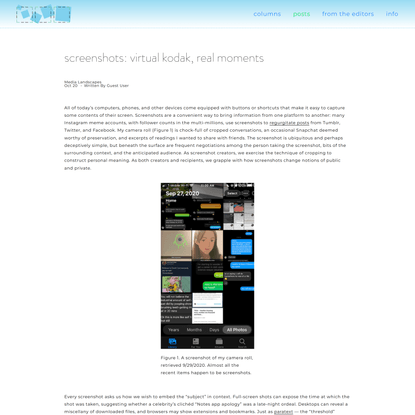 Screenshots: virtual Kodak, real moments — out of frame