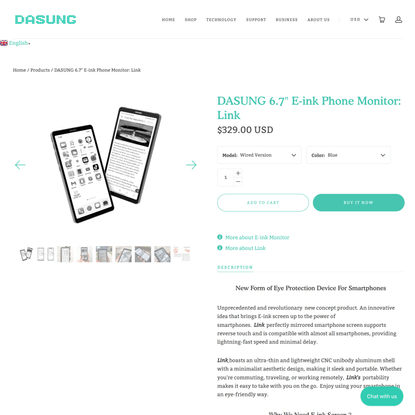 DASUNG 6.7″ E-ink Phone Monitor: LinkWired Version / Blue