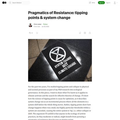 Pragmatics of Resistance: tipping points & system change