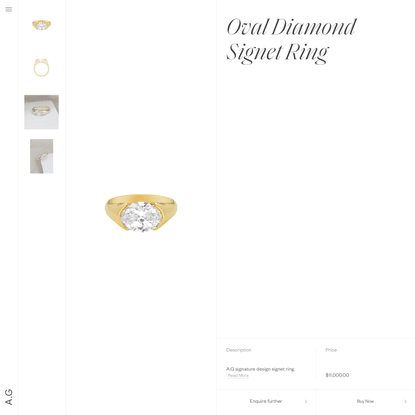 Yellow Gold Oval Diamond Signet Ring | A.G Designer Jeweller