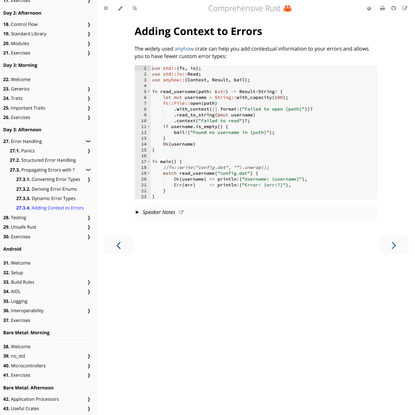Adding Context to Errors - Comprehensive Rust 🦀