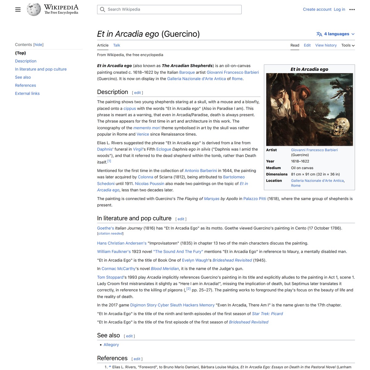 Et in Arcadia ego (Guercino) - Wikipedia — Are.na