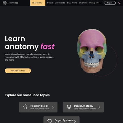 Home | Anatomy.app | Learn anatomy | 3D models, articles, and quizzes
