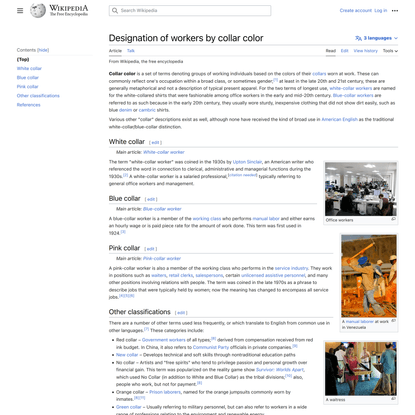 Designation of workers by collar color - Wikipedia