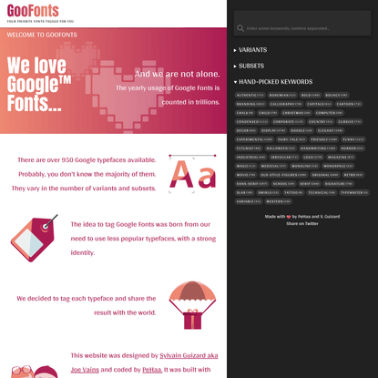 Google Fonts by Tags
