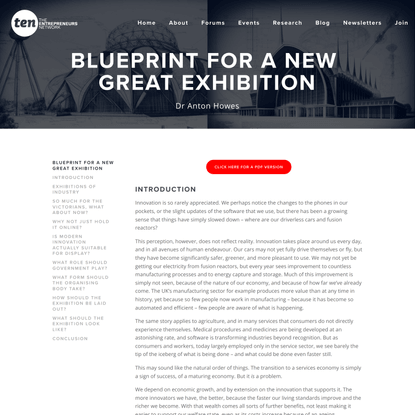 Blueprint for a New Great Exhibition — The Entrepreneurs Network
