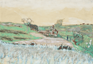 Pierre Bonnard, House in the Valley, c. 1922, Watercolor, oil, gouache and pencil on paper
11 x 15 3/8 inches