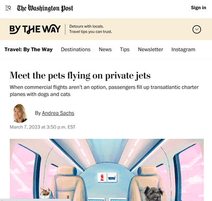 When cargo won’t do, pets fly private - The Washington Post