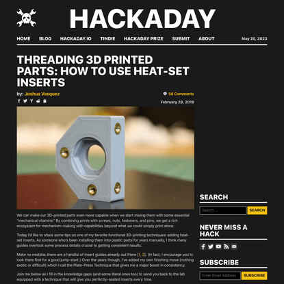 Threading 3D Printed Parts: How To Use Heat-Set Inserts