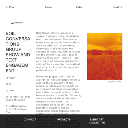 SOIL CONVERSATIONS - exhibition — work of merit