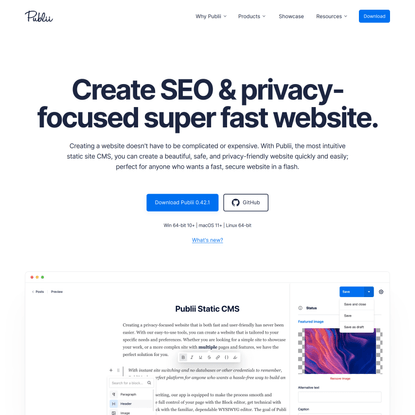 Static CMS with Intuitive GUI for Privacy-Focused, SEO-Optimized Websites