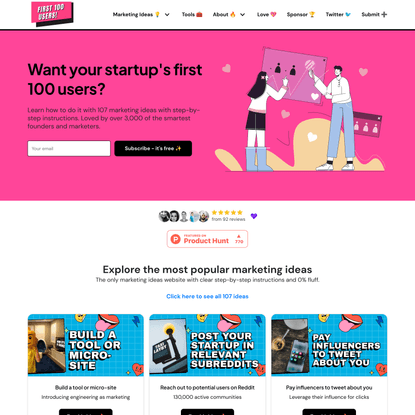 First 100 Users. SaaS marketing ideas
