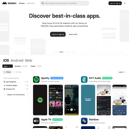 Mobbin - The world’s largest mobile &amp; web app design reference library