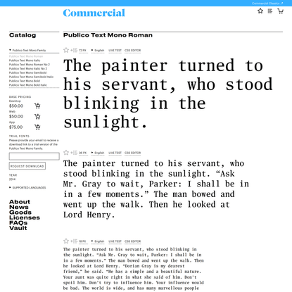 Commercial Type » Catalog » Publico Text Mono Roman