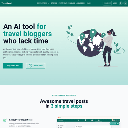 AI Travel Blogging Assistant - TravelFeed: Travel, Write, Earn