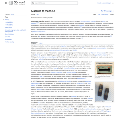 Machine to machine - Wikipedia