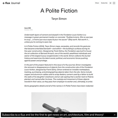 A Polite Fiction - Journal #66