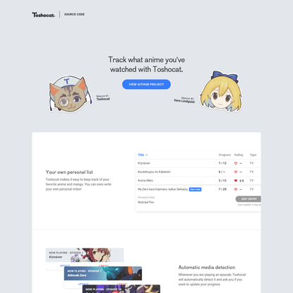 Toshocat - Desktop Application for Tracking Anime and Manga