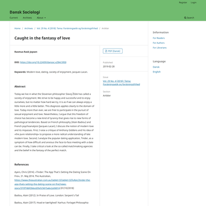 Caught in the fantasy of love | Dansk Sociologi