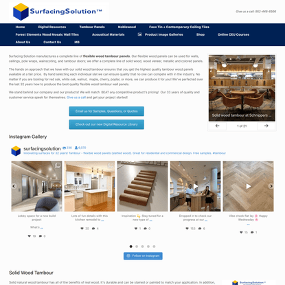 Tambour Panels • Solid wood and veneers • Surfacing Solution