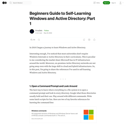 Beginners Guide to Self-Learning Windows and Active Directory: Part 1 | by EricaZelic | Medium