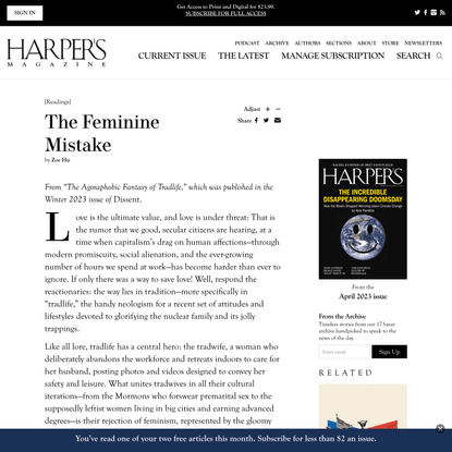 The Feminine Mistake | Harper’s Magazine