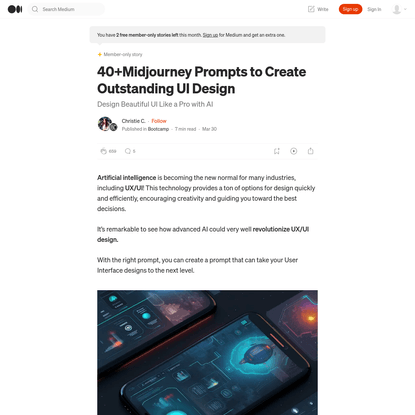 40+Midjourney Prompts to Create Outstanding UI Design
