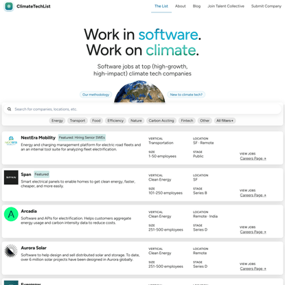 ClimateTechList: Software jobs at high-impact climate companies