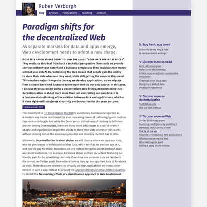 Paradigm shifts for the decentralized Web