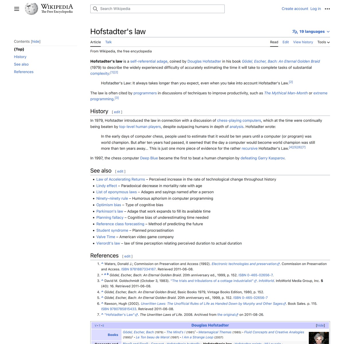 Hofstadter's Law - Wikipedia — Are.na