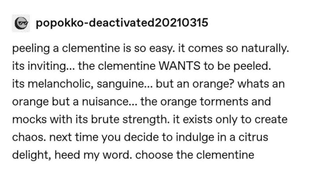 Clementines vs oranges