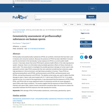 Genotoxicity assessment of perfluoroalkyl substances on human sperm - PubMed