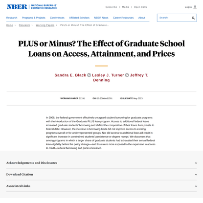 PLUS or Minus? The Effect of Graduate School Loans on Access, Attainment, and Prices