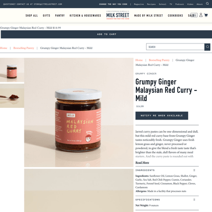 Grumpy Ginger Malaysian Red Curry - Mild