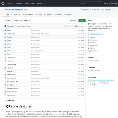 GitHub - kochrt/qr-designer: QR designer web app with a novel method of designing qr codes that does not take advantage of e...