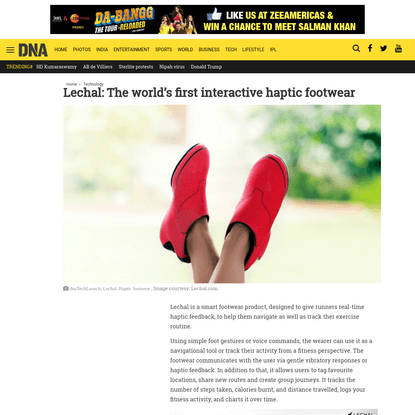 Lechal: The world's first interactive haptic footwear | Latest News & Updates at Daily News & Analysis