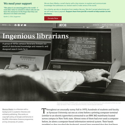 The 1970s librarians who revolutionised the challenge of search | Aeon Essays