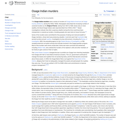 Osage Indian murders - Wikipedia