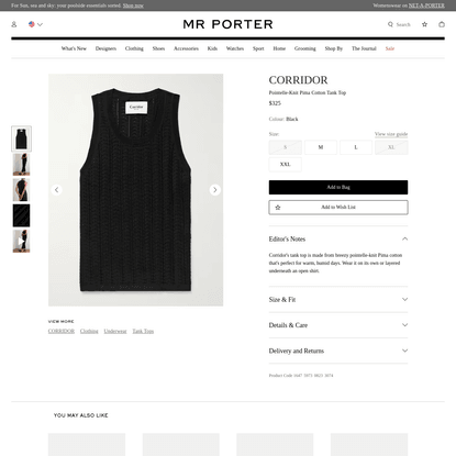CORRIDOR Pointelle-Knit Pima Cotton Tank Top | MR PORTER