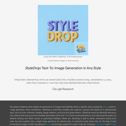 StyleDrop: Text-to-Image Generation in Any Style
