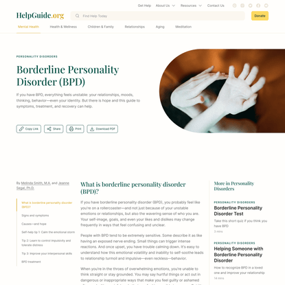Borderline Personality Disorder (BPD) - HelpGuide.org